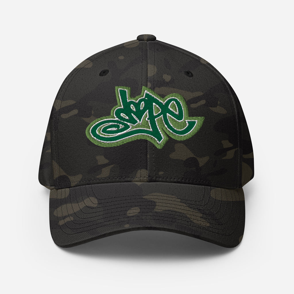 Structured Camo Cap with custom embroidery: Teez That Talk DOPE Collection