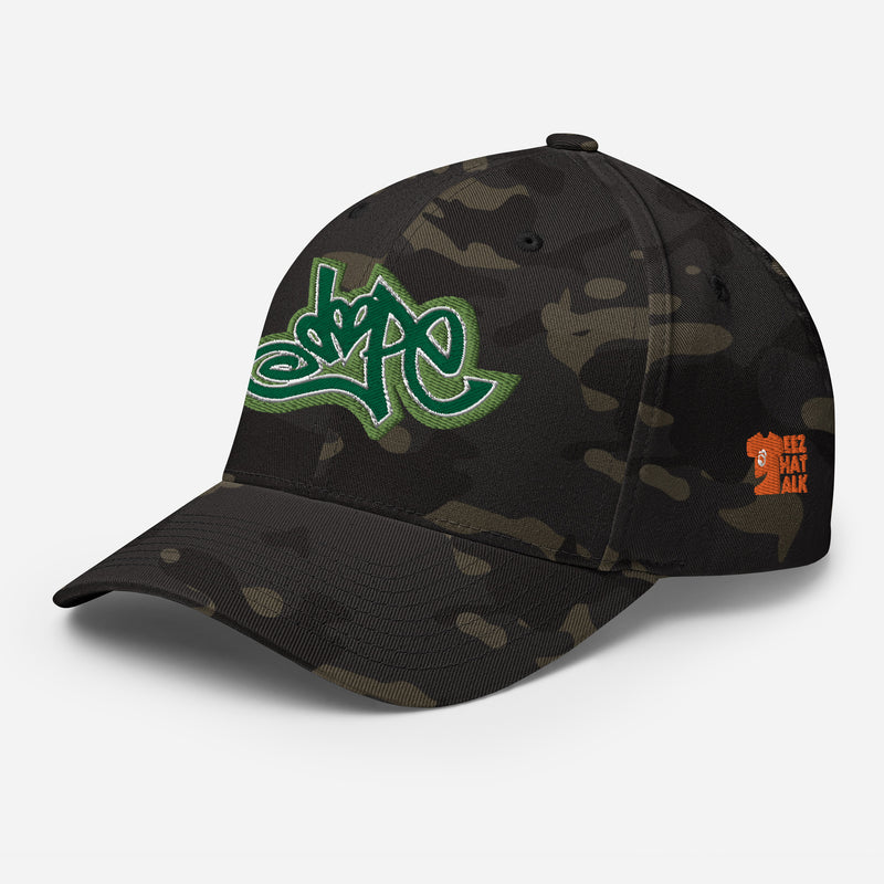 Structured Camo Cap with custom embroidery: Teez That Talk DOPE Collection
