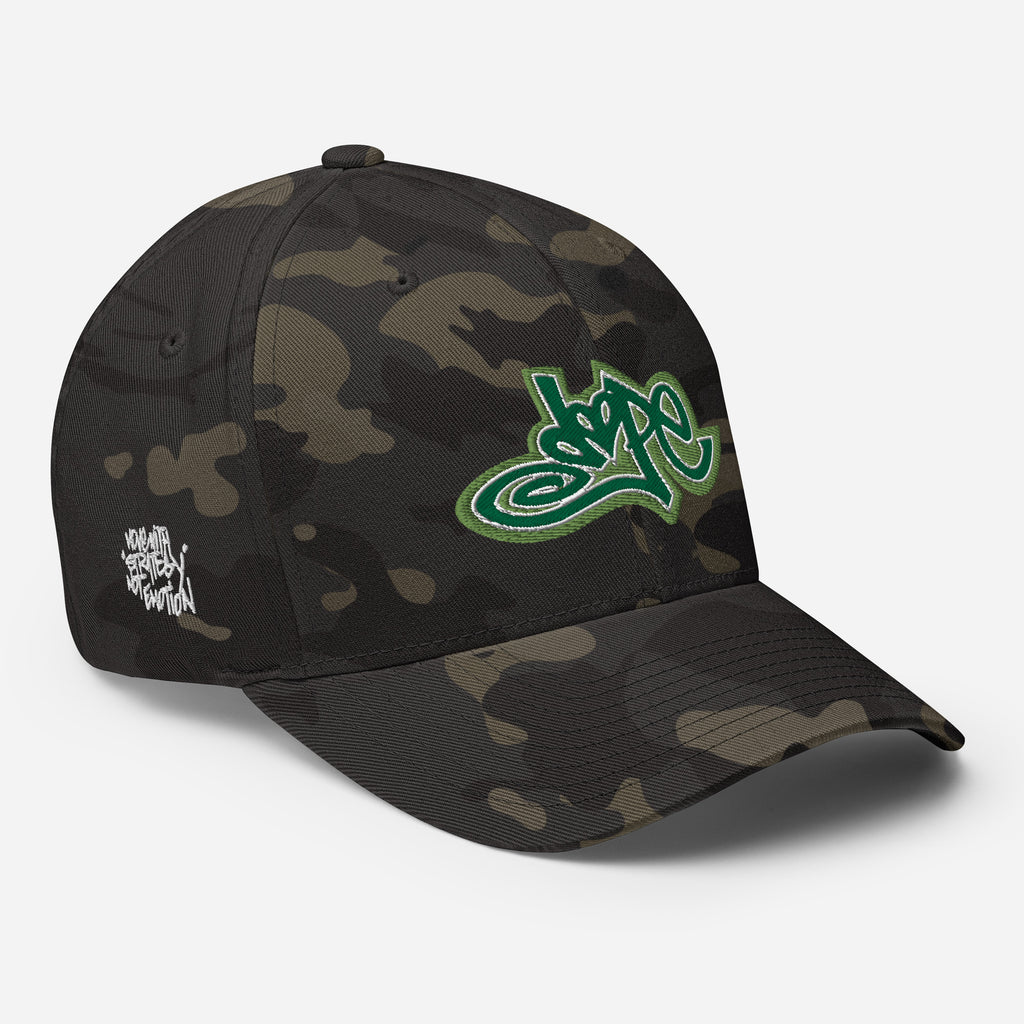 Structured Camo Cap with custom embroidery: Teez That Talk DOPE Collection