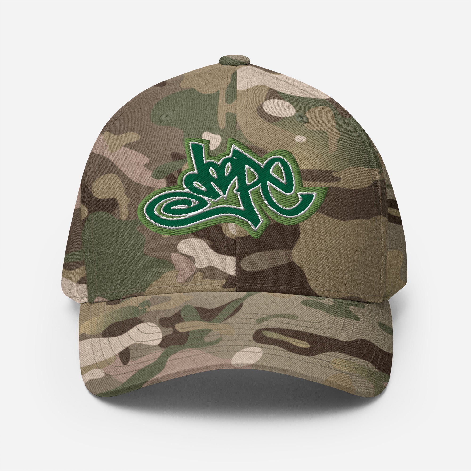 Structured Camo Cap with custom embroidery: Teez That Talk DOPE Collection