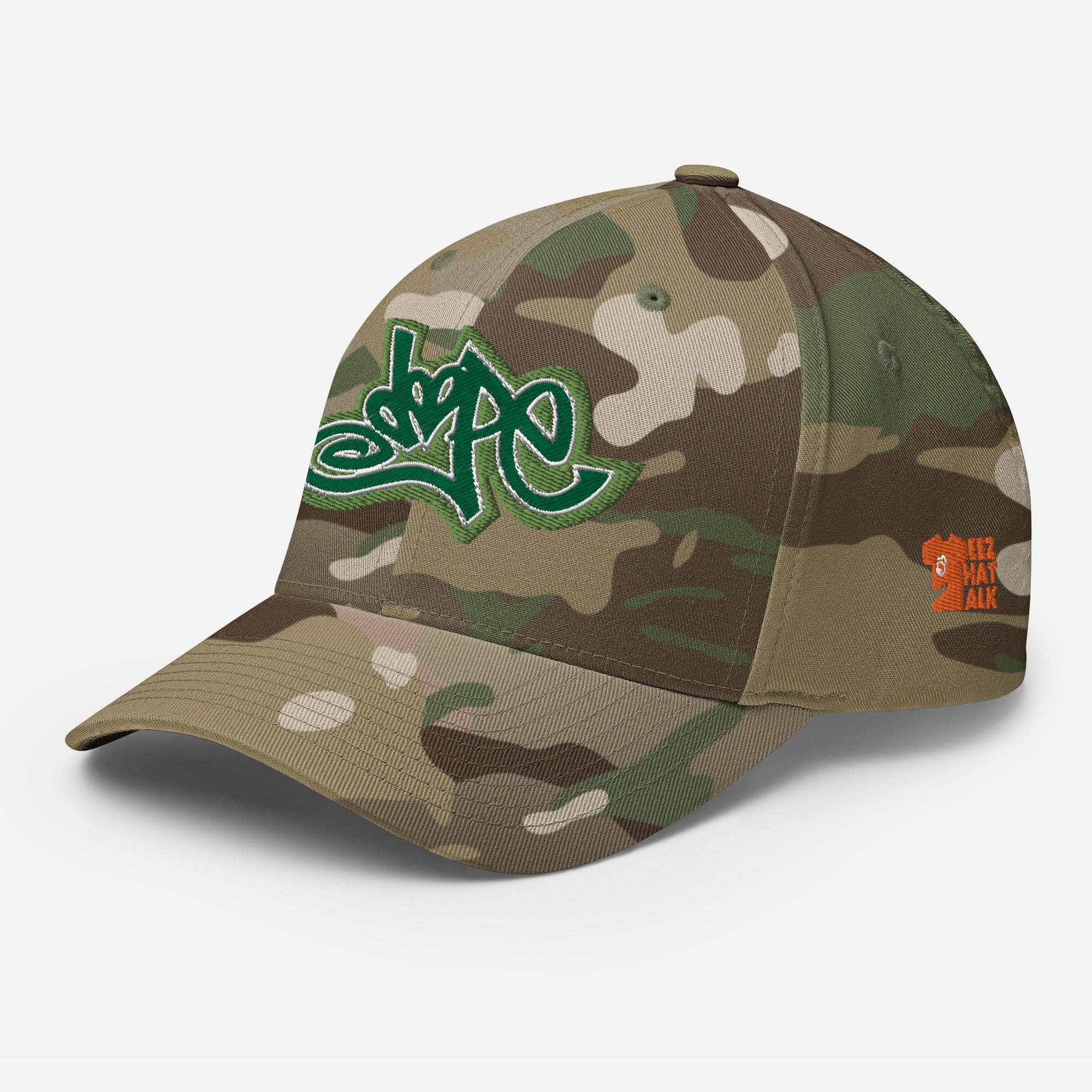 Structured Camo Cap with custom embroidery: Teez That Talk DOPE Collection