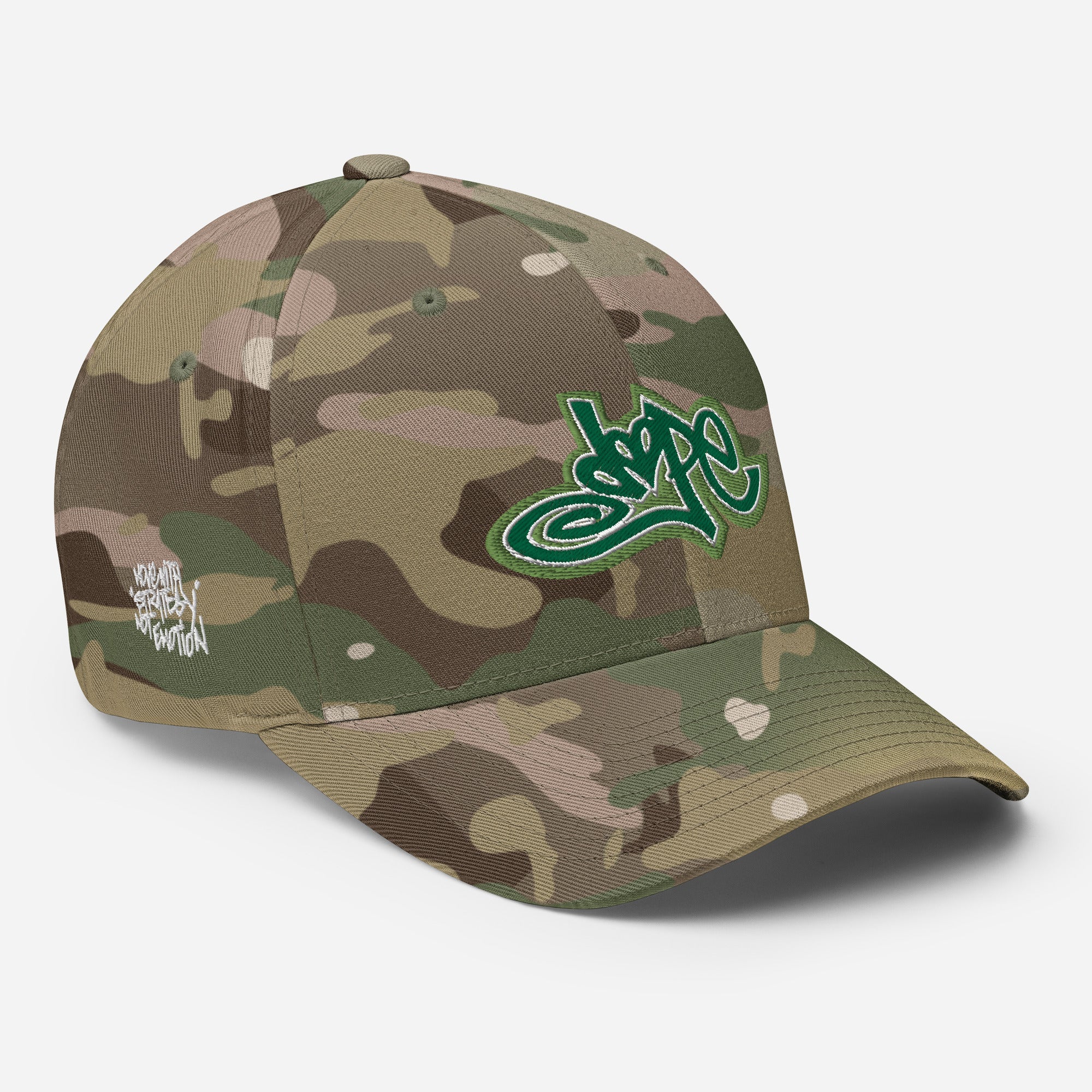 Structured Camo Cap with custom embroidery: Teez That Talk DOPE Collection