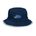 Dope distressed denim bucket hat (Black & Blue Dope) Free Shipping to select countries