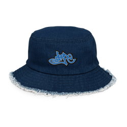 Dope distressed denim bucket hat (Black & Blue Dope) Free Shipping to select countries