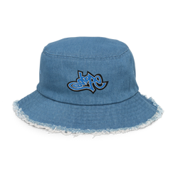 Dope distressed denim bucket hat (Black & Blue Dope) Free Shipping to select countries