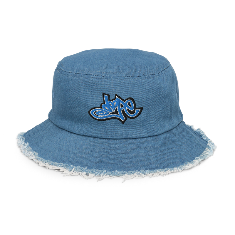 Dope distressed denim bucket hat (Black & Blue Dope) Free Shipping to select countries