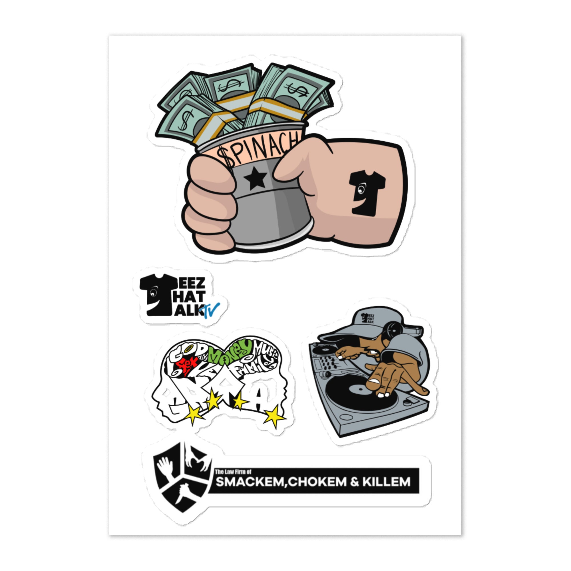 Teez That Talk TV Kiss Cut Sticker sheet